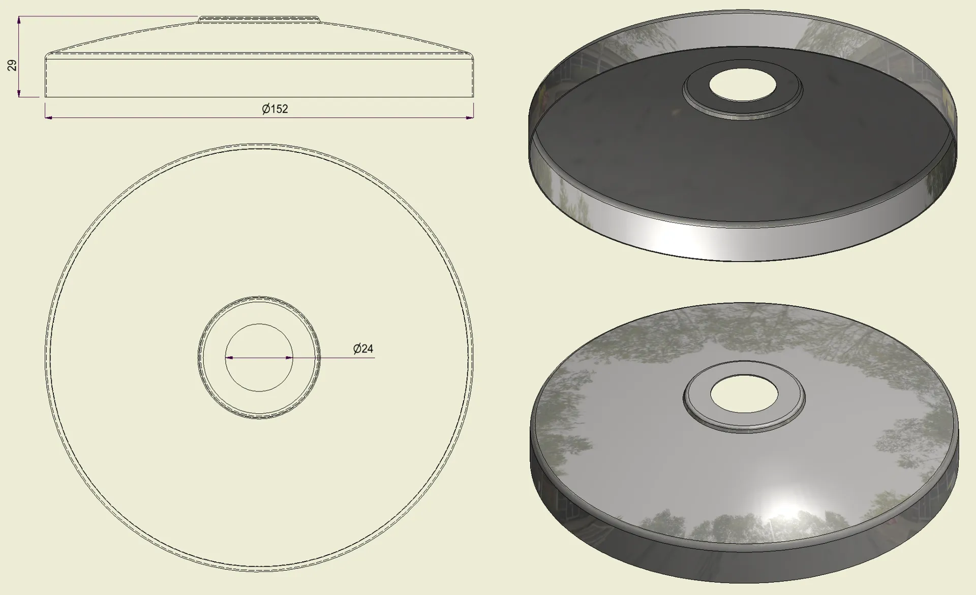PBSI316150 - Piatto con Foro Inox 316 d.150