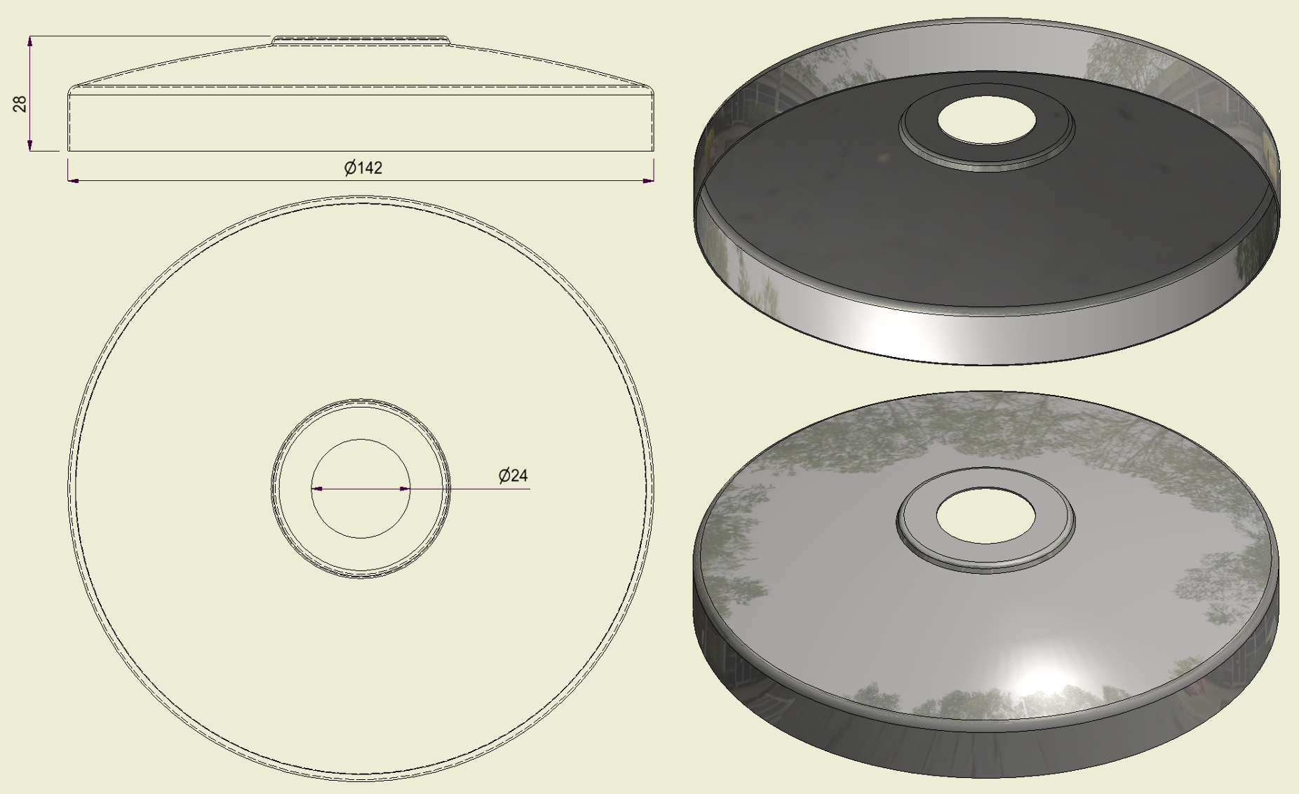 PBSI316140 - Piatto con Foro Inox 316 d.140