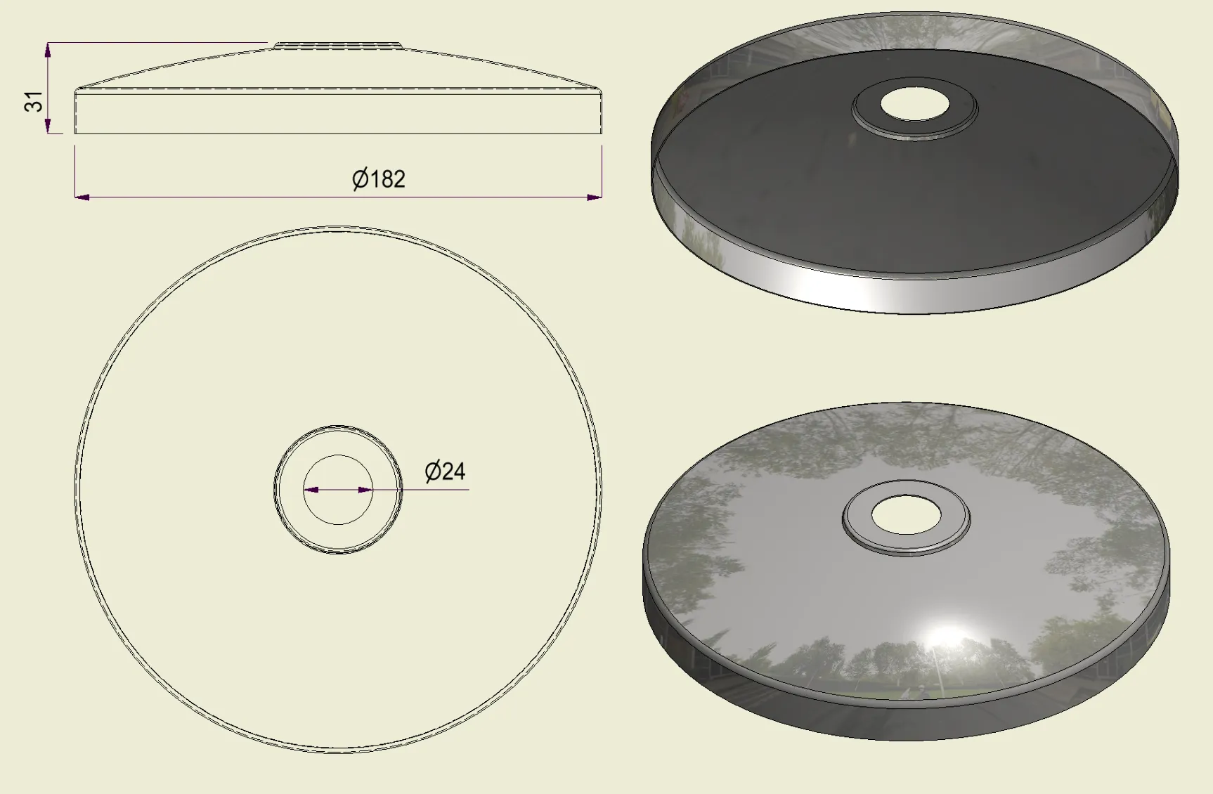 PBSI316180 - Piatto con Foro Inox 316 d.180