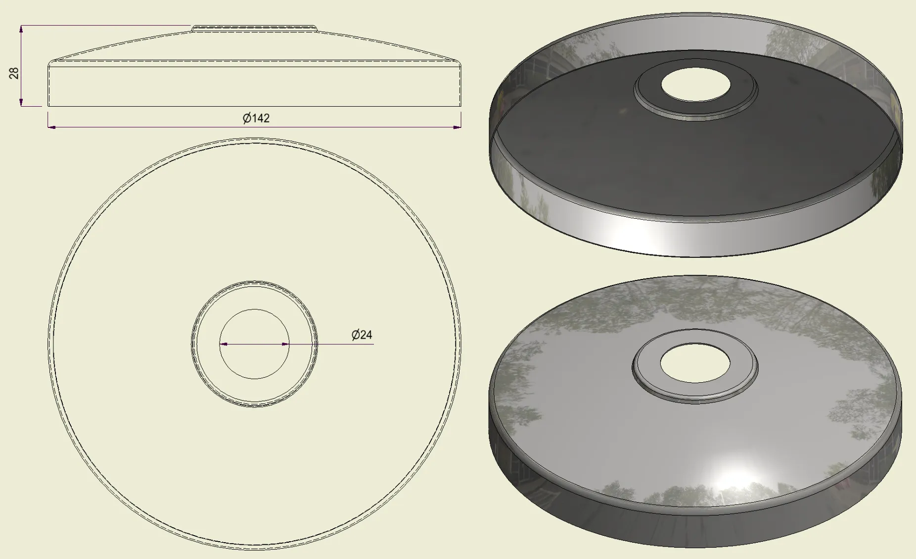PBSI316140 - Piatto con Foro Inox 316 d.140