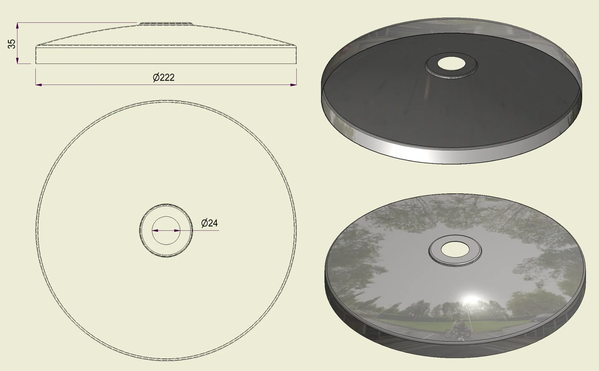 PBSI316220 - Piatto con Foro Inox 316 d.220
