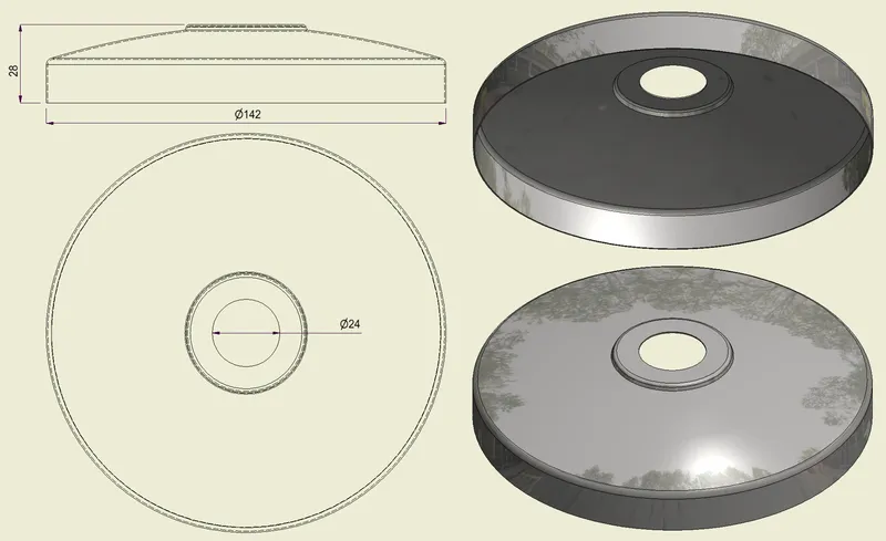 PBSI316140 - Piatto con Foro Inox 316 d.140