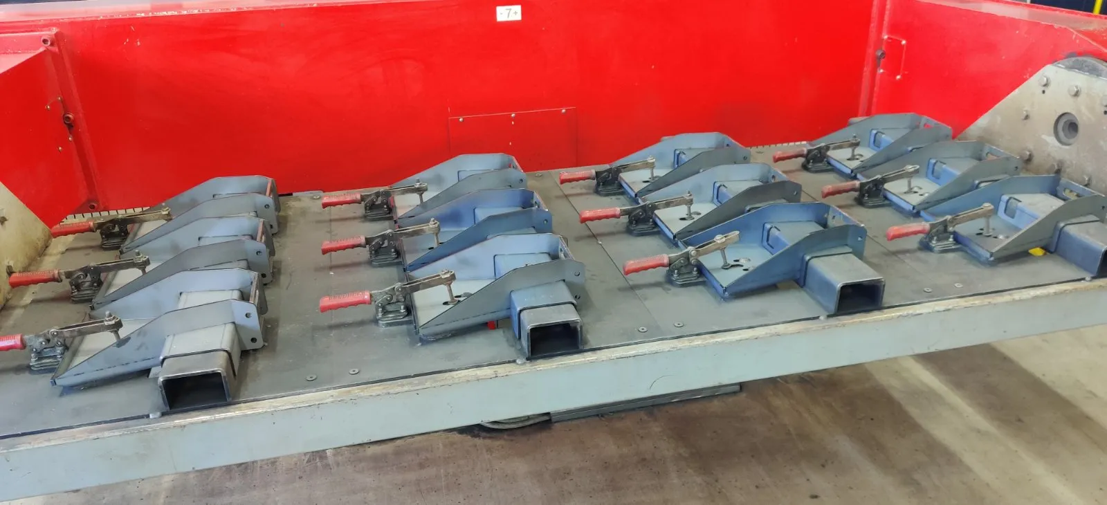Parts on welding robot table