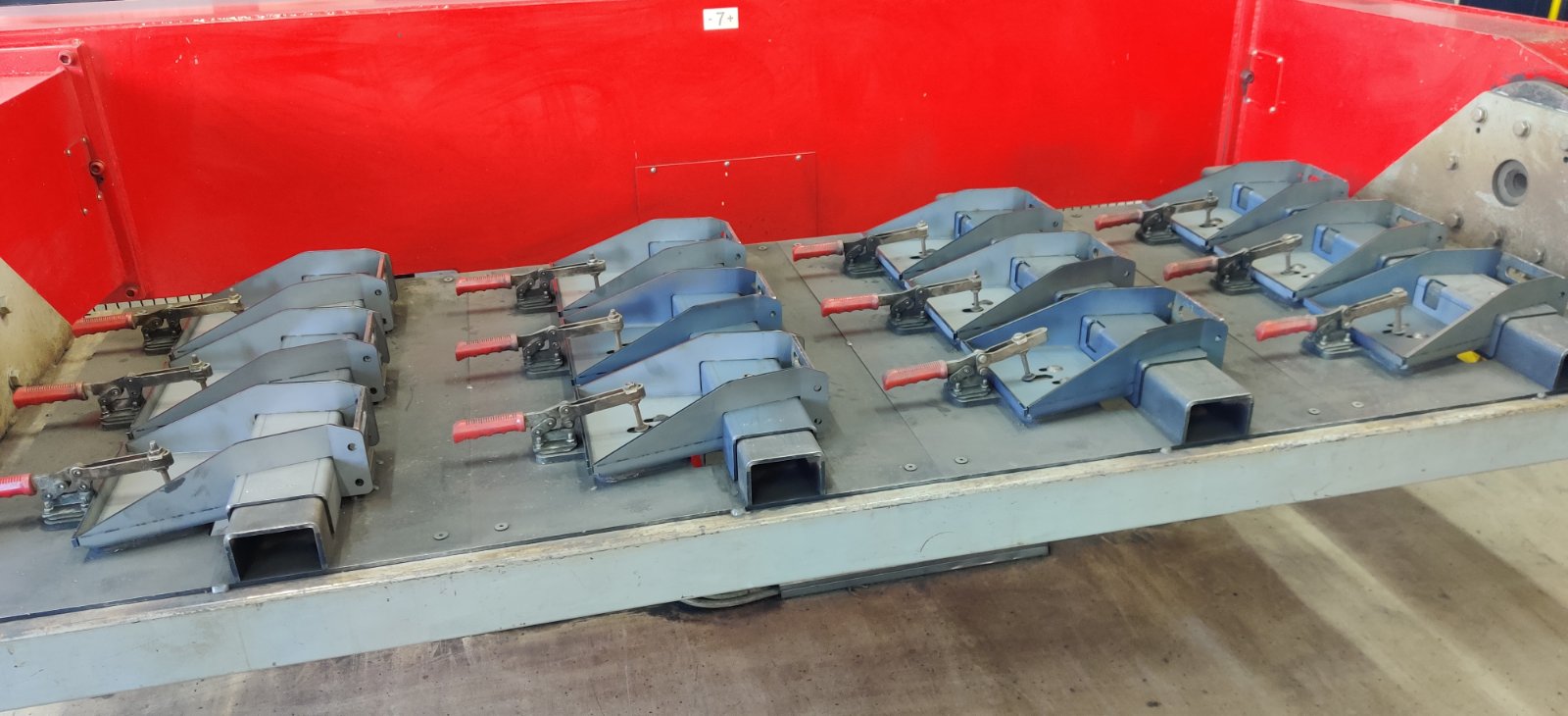 Parts on welding robot table