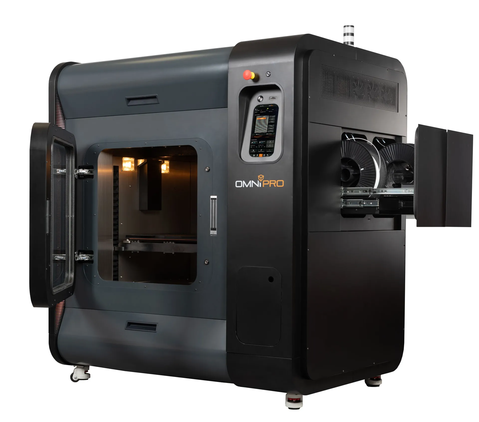 O3D_PRO_Front-right-open-door-and-filament