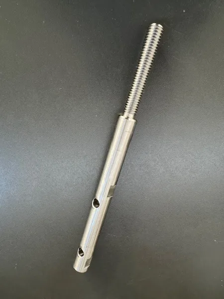 Machined Shaft with Thread and Cross Holes