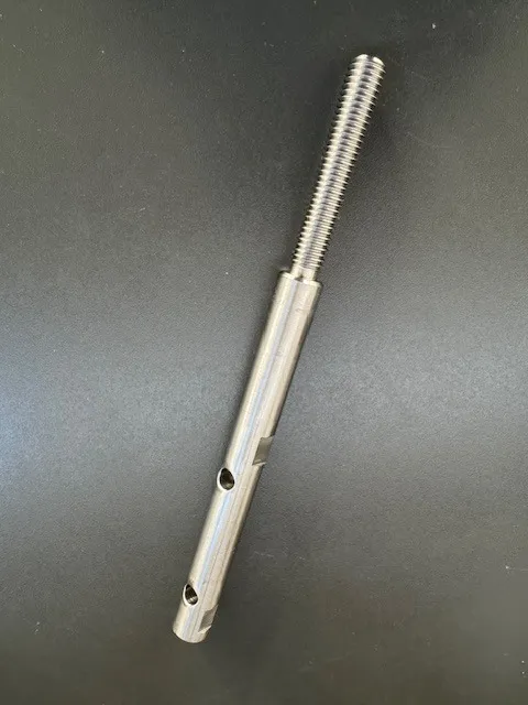 Machined Shaft with Thread and Cross Holes