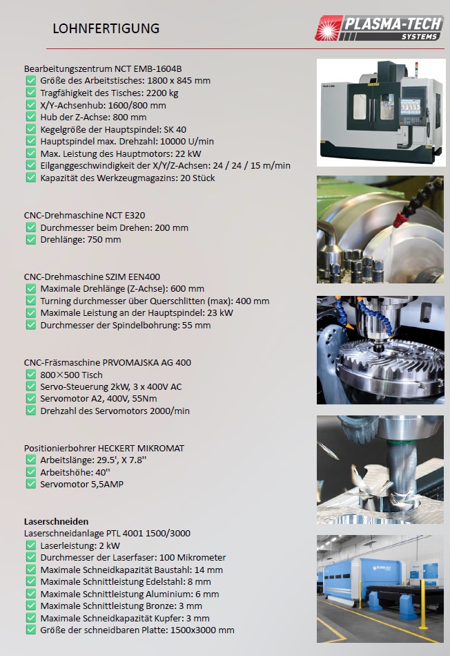 EMB-1604B und Laserschneidanlage PTL 4001