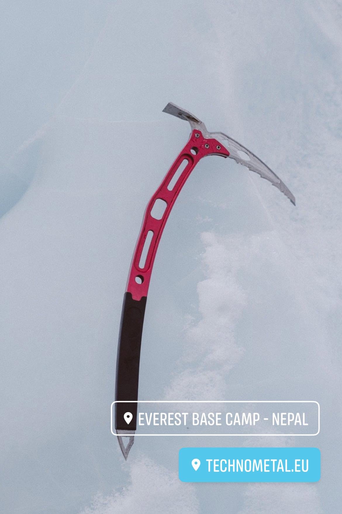 Custom made piolet made of aluminium & stainless steel alloys & 3d printed handle (Apr 2023, Marios Giannakou, Everest)