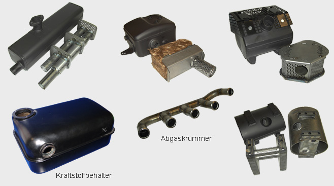 Abgaskrümmer, Abgasdämpfer, Kraftstoffbehälter u.a.