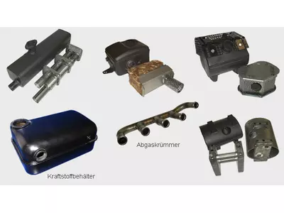 Abgaskrümmer, Abgasdämpfer, Kraftstoffbehälter u.a.